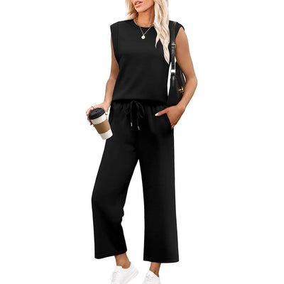 Pury™ | Casual Sleeveless Top & Wide Cropped Pants