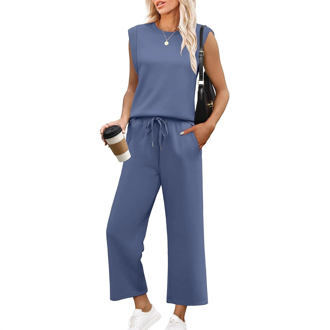 Pury™ | Casual Sleeveless Top & Wide Cropped Pants