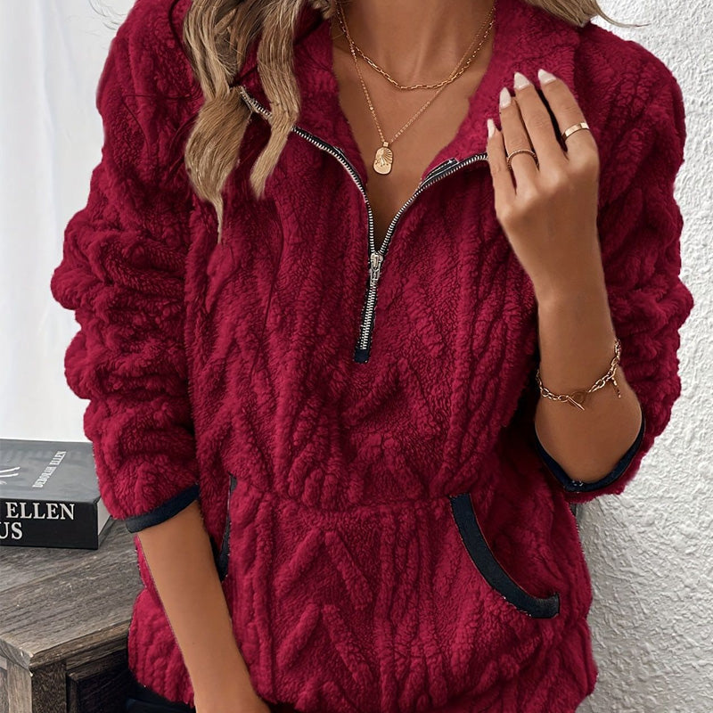 Half-Zip Sweatshirt with Fleece Pocket