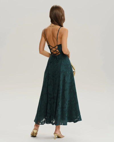 Rayan™ | Jacquard Slip Backless Maxi Dress